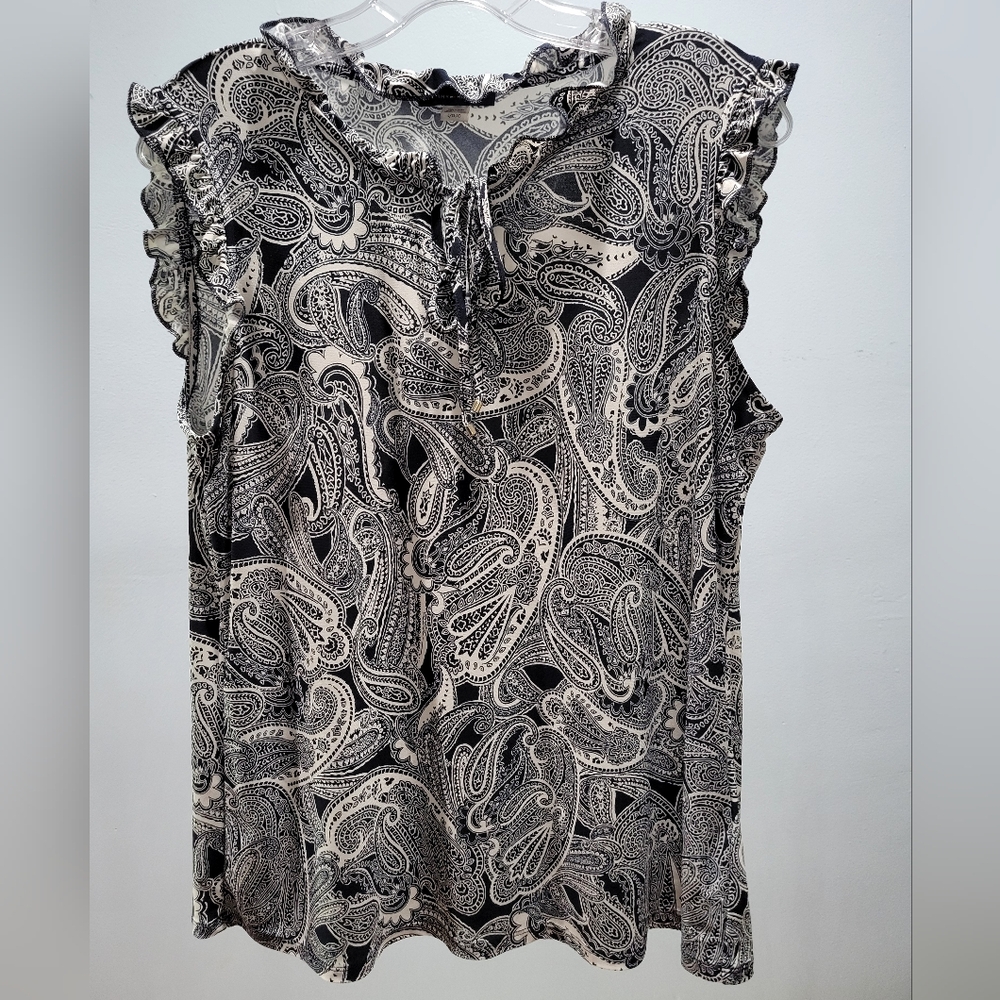 Tommy Hilfiger Black and White Paisley Blouse